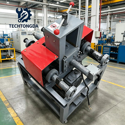 Techtongda Electric Pipe Tube Bender Roller 2.2KW Multi-Function Steel Bar Bending Machine showcasing red and gray design.
