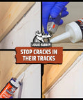 Application of Badass Grip Liquid Rubber Waterproof Sealant And Adhesive Caulk White 10 2 Oz Tubes on a wooden surface.