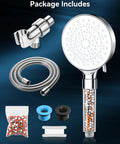 Shower Head With Six Spray Modes And High Pressure 59 Inch Hose, Handheld Water Filter For Hard Water, package includes all parts