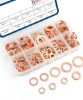 Gold Copper Crush Washers Kit for Cars 200 Piece Metric Assortment with M5 M6 M8 M10 M12 M14 Nine Sizes Oil Pan Drain Plug Gasket Set