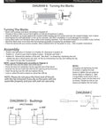 Diagram and instructions for Three Piece Bolt Action Bullet Cartridge Ballpoint Pen Woodturning Kit Starter Package With Hardware And Bushing Set Only Lathe Required To Turn Into Finished Pens For DIY Woodturning Fans.
