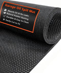 Garage Floor Mat 30 X 36 Inches Heavy Duty Oil Spill Absorbent Mat With Waterproof Backing, close-up of rolled black mat