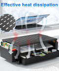 Desk Organizer And Monitor Stand With Drawer And Two Pen Holders Black Space Saving Desktop Riser showing heat dissipation feature
