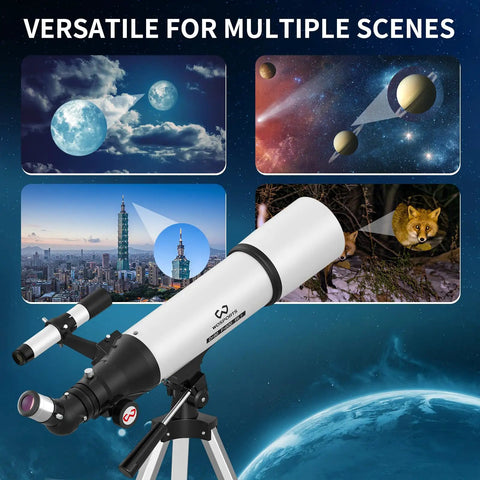 High Powered 90mm Refractor Telescope For Adults With 600mm Focal Length, 180x Magnification for versatile stargazing scenes