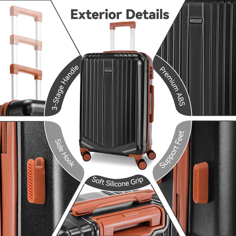 3 Piece Travel Luggage Set With Lightweight Hardshell Suitcases And Dual Spinner Wheels TSA Locks 20 Inch Carry On