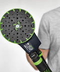 Soft Sanding Pad For 150mm Sanders With High Temperature Durability For Heavy Duty Jobs, shown on sanding tool handle