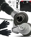 Beefy Heavy Duty Metal Sheet Cutter Drill Attachment With Serrated Wheel For Precise Iron And Aluminum Cutting, shown with adapter and tools