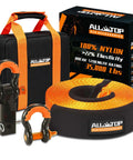 Heavy Duty Nylon Recovery Kit For Off Road With Three Inch By Thirty Foot Snatch Strap And Hitch Receiver 35000 Lbs Break Strength