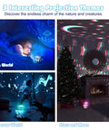 Kids Night Light With Remote And Timer, 360 Degree Rotation Projector With 3 Films in Star Moon Sea And Dino Themes lit up in room