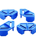 Blue Three Quarters Inch Corner Clamp Clips Four Pack for Woodworking, lock tight 90 degree clamps for nails and screws.