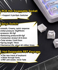 Badass Wireless Mechanical Keyboard With Triple Mode Connectivity And A Massive 8000mAh Battery Featuring Creamy Thocky Switches close-up of Seiya switches and PBT keycaps.