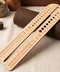 Wooden Sock Blocker Ruler For Knitting And Crochet, Dual Measuring Tool With Needle Gauge, 12.6 Inch Craft Ruler For Yarn Projects, Durable And Totally Handy For Socks, Hats, And Crochet Fans, wooden sock blocker ruler on fabric