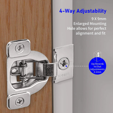 10 Pack 7 Sixteenth Inch Overlay Cabinet Hinges Not Soft Close Adjustable Stainless Steel With Screws Included installed view