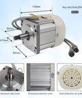 550W Permanent Magnet Brushless Servo Motor With 200 To 7000 RPM Range And 1.85 Nm Torque Plus Speed Controller, dimensions shown