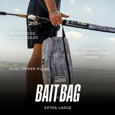 Beast Of A Tackle Bag For Fishing Gear And Soft Plastics, Extra Large, Water-Resistant Bait Organizer At Beach With Rod