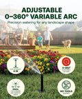 6-Inch Pop Up Sprinkler Head 5-Pack With Adjustable 0 To 360 Degree Arc Nozzle For Lawns And Gardens, Up To 15 Feet Spray Distance, 1/2 In NPT Inlet, Pro Grade Irrigation Heads For Landscaping in action in a garden setting