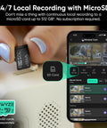 No Sweat Window Mount Security Cam With HD WiFi Live Streaming And Rock Solid Color Night Vision For Slick Home Protection And Smart AI Motion Detection That Plays Nice With Alexa And Google Home showing microSD card installation.