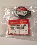 Honda Radiator Cap 19045-PAA-A01 Chrome Finish Replacement for Honda Engines shown in packaging with visible label