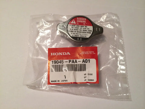 Honda Radiator Cap 19045-PAA-A01 Chrome Finish Replacement for Honda Engines shown in packaging with visible label