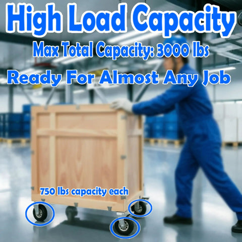 Five Inch Heavy Duty Casters Set Of Four Premium Swivel Rollers Built Tough As Nails Featuring Non Marking Rubber Wheels on wooden crate
