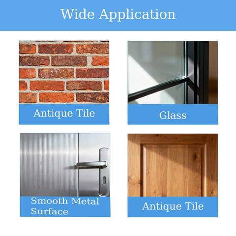 Surfaces including brick, glass, metal, and wood suitable for Drill-Free Adhesive Mounting Strips For Video Doorbell, 4-Pack.