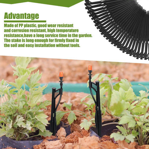 25 Pack Drip Irrigation Riser Stakes For 1/4 Inch Tubing Hose Holder Adjustable Ground Stakes For Micro Sprinklers And Garden Irrigation Systems Durable Plastic Construction in garden setting