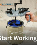 Gallon Paint Can Pour Spout Lid With Pistol Grip For Mess Free Stir Pour And Store Easy Twist To Secure in use on paint can