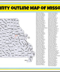Missouri County Map Poster 18x24 Laminated Wall Chart With Lit Bright Colors For Classrooms And Homes Vivid Imagery Of Counties