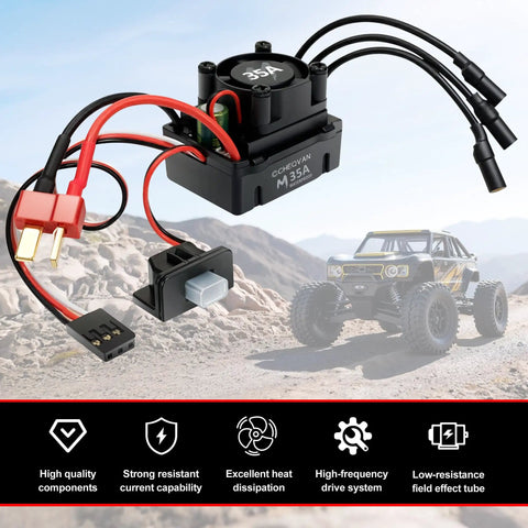 High Torque 4800KV Brushless Motor and 35A ESC Combo for Traxxas RC Cars in desert with scale truck