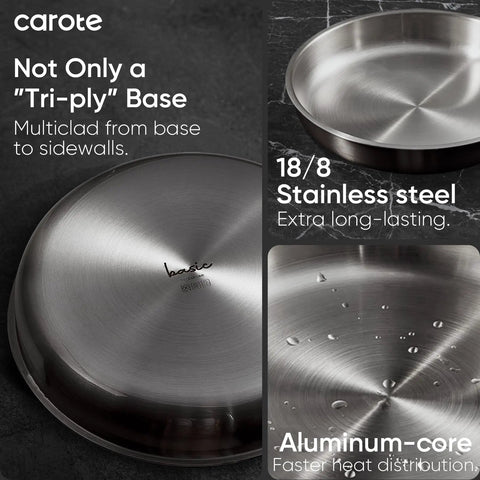 15 Piece Stainless Steel Pots And Pans Set With Detachable Handle Induction Compatible Oven Safe Up To 600 Degrees Non Warping PFAS Free