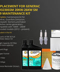 Replacement Generator Maintenance Kit For 20kW And 26kW SM 999 Generators With Full Synthetic 5W30 Engine Oil shown with components