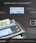 Ultra Fast Cash Counter With UV, MG And IR Counterfeit Detection, Add And Batch Modes, Large LCD Display showing value