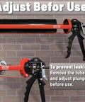 Mortar Pointing Gun For Brick, Cement, Stone, And Tile Grout, 1 Quart Capacity shown with adjustment instructions