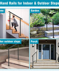Tight Grip Hand Rails For Outdoor Steps Two Pack Adjustable Stair Railing Kit With No Sweat One Step Install in home and garden settings.