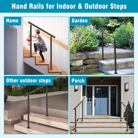 Tight Grip Hand Rails For Outdoor Steps Two Pack Adjustable Stair Railing Kit With No Sweat One Step Install in home and garden settings.