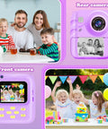 Kid Friendly Instant Print Camera With 1080P Video, Colorful Digital Photos And Black And White Ink Free Thermal Prints, Includes Three Print Rolls, Simple One Button Camera For Little Photographers, Portable Snap And Print Fun, purple front and rear view