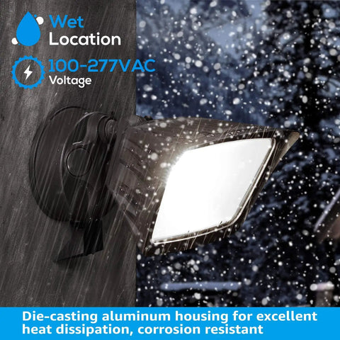 Dusk To Dawn Outdoor Flood Light With Photocell For Garage And Yard 28W 3400Lm IP65 Waterproof Exterior Lighting