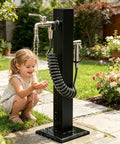 Built Like A Tank Frost Proof Yard Hydrant And Outdoor Faucet With Sprinkler Head Heavy Duty Galvanized Garden Water Column, child playing with water.