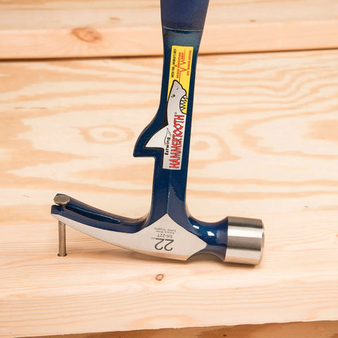 HammerTooth 22 Oz Rip Claw Hammer USA Made Smooth Face Shock Reduction Grip resting on wood surface