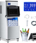 Commercial Ice Maker Machine 500 Lbs Per Day With 350 Lb Storage Bin Stainless Steel Workhorse Ice Machine 156 Ice Cubes Per Cycle