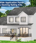 Top Shelf Heavy Duty Modular Aluminum Deck Railing Kit Four Pack 42 Inch Guardrail Height 8 Foot Sections on a modern porch.