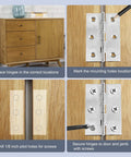 Installation steps for Heavy Duty Stainless Steel Butt Hinges For Interior And Exterior Doors Polished Silver on furniture.