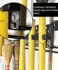 Detailed view of lockdown hardware on Heavy Duty Garage Wall Organizer Rack With 48 Inch Steel Beam And Rock Solid 280 Lb Load Capacity.
