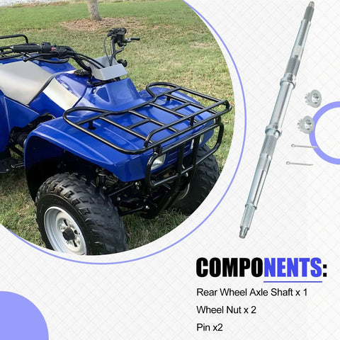 Rear Wheel Axle Shaft 42310-HC5-970 For Honda FourTrax 300 2x4 4x4 TRX300 FW 1993 2000 OEM replacement shaft shown with ATV and hardware