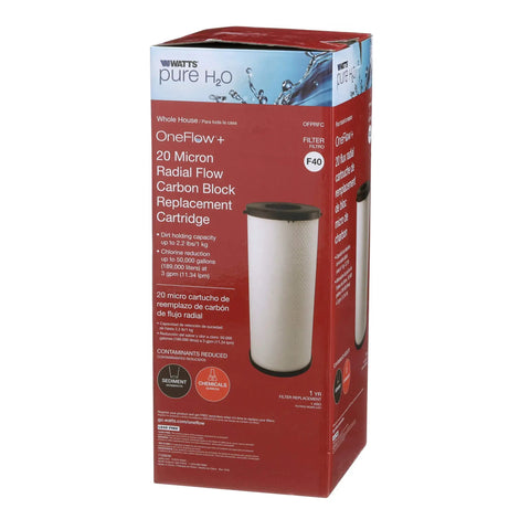 Radial Flow Carbon Block Filter Cartridge 20-Micron That Cuts Chlorine Taste And Odors, box packaging for water filtration