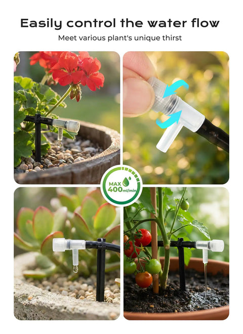Solar Powered Drip Irrigation Setup With USB Charging For Indoor Outdoor Plants 49 Ft Kit Supports 15 Potted Plants IP44 Design