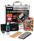 Pro Grade Diamond Sharpening Kit With 300 And 1000 Grit Diamond Bench Stone Lapping Fluid Leather Strop and Storage Case