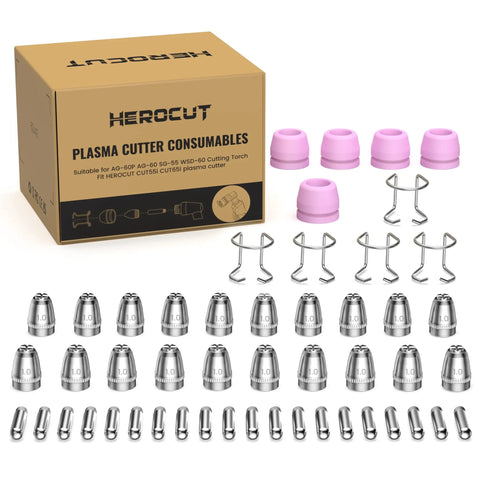All-In-One Pro-Grade Plasma Cutter Consumables Kit For AG60P SG-55 WSD-60 Torch Includes 20 Nozzles 20 Electrodes