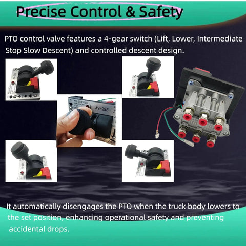 PTO Hoist Control Valve With Kickout For Dump Truck Tipper Hydraulic System Replaces AV 295 329358X 4 Gear Air Shift