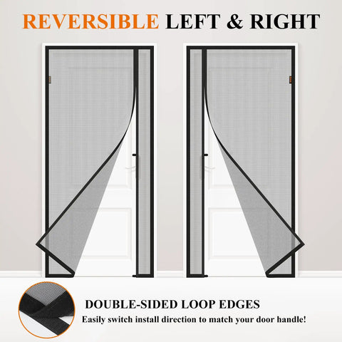 Double-Sided Magnetic Screen Door Fits 32x80 Inch Doors Left Or Right Opening Scratch-Proof Polyester Pet Friendly